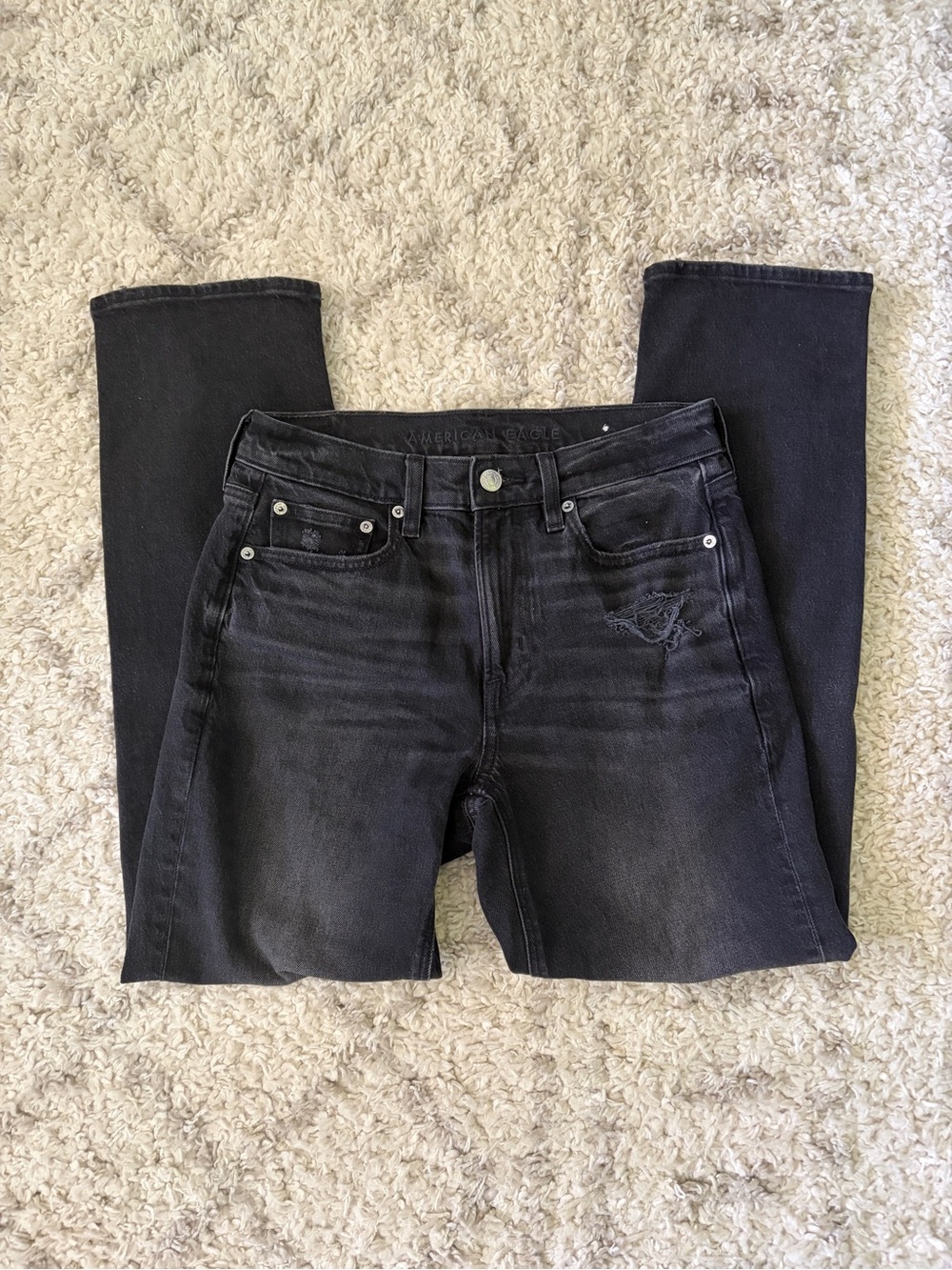 american eagle black straight leg jeans
